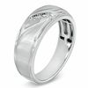 Thumbnail Image 2 of Previously Owned - Men's 0.10 CT. T.W. Diamond Three Stone Slant Band in 10K White Gold