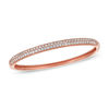 Thumbnail Image 0 of Previously Owned - Lab-Created White Sapphire Bangle in Sterling Silver with 14K Rose Gold Plate