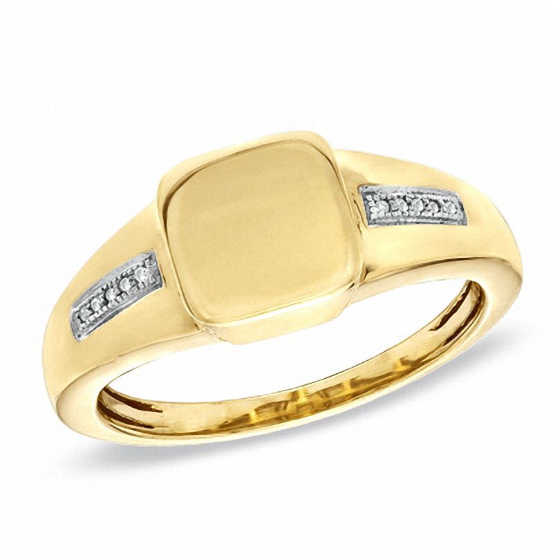 Previously Owned - Men's Diamond Accent Signet Ring in 10K Gold
