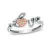 Previously Owned - Diamond Accent LOVE Heart Ring in Sterling Silver and 10K Rose Gold