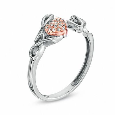 Previously Owned - Diamond Accent LOVE Heart Ring in Sterling Silver and 10K Rose Gold