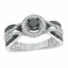 Thumbnail Image 0 of Previously Owned - 0.75 CT. T.W. Enhanced Black and White Diamond Woven Ring in 10K White Gold