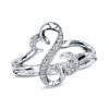 Previously Owned - Open Hearts by Jane Seymour™ 0.04 CT. T.W. Diamond Ring in Sterling Silver