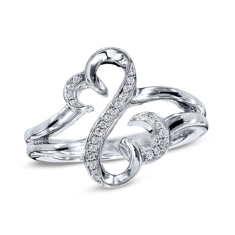 Previously Owned - Open Hearts by Jane Seymour™ 0.04 CT. T.W. Diamond Ring in Sterling Silver|Peoples Jewellers