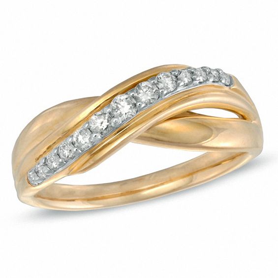 Previously Owned -0.23 CT. T.W. Diamond Bypass Band in 10K Gold