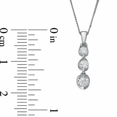 Previously Owned - 0.25 CT. T.W.   Diamond Three Stone Pendant in 14K White Gold (I/I2) - 17''