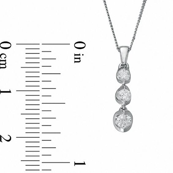 Previously Owned - 0.25 CT. T.W.   Diamond Three Stone Pendant in 14K White Gold (I/I2) - 17''