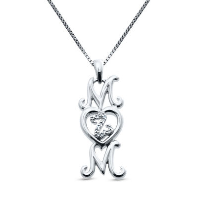 Previously Owned - Open Hearts Family by Jane Seymour™ Linear "MOM" Pendant in Sterling Silver