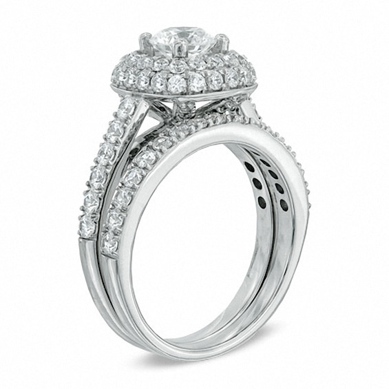 Previously Owned - 2.00 CT. T.W. Diamond Frame Bridal Set in 14K White Gold