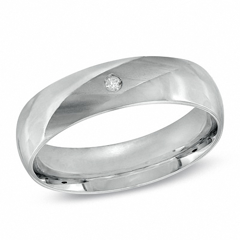 Previously Owned - Ladies' 5.0mm Diamond Accent Wedding Band in 10K White Gold