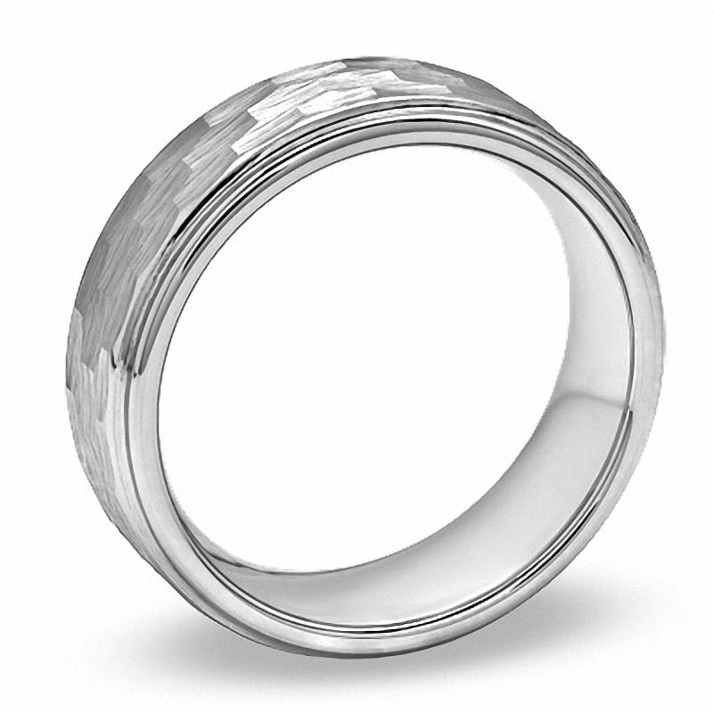 Main Image 2 of Previously Owned - Triton Men's 8.0mm Comfort Fit Hammered Wedding Band in Tungsten Carbide