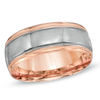 Previously Owned - Men's 8.0mm Milgrain Comfort Fit Wedding Band in 10K Rose Gold with Charcoal Rhodium