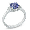 Thumbnail Image 1 of Previously Owned - 6.5mm Cushion-Cut Tanzanite and Diamond Accent Ring in 10K White Gold