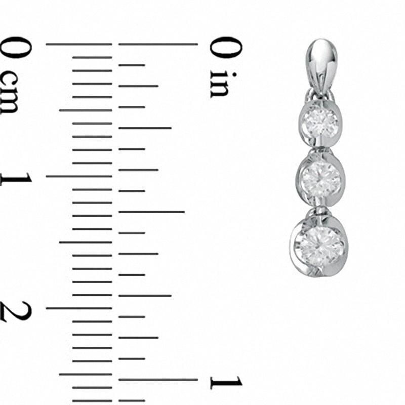 Previously Owned - 0.50 CT. T.W. Diamond Three Stone Drop Earrings in 14K White Gold