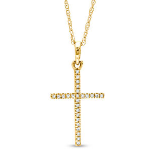 Previously Owned - 0.05 CT. T.W. Diamond Cross Pendant in 10K Gold