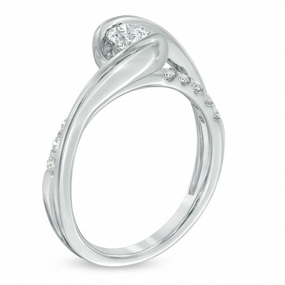 Previously Owned - Sirena™ 0.58 CT. T.W. Diamond Bypass Engagement Ring in 14K White Gold