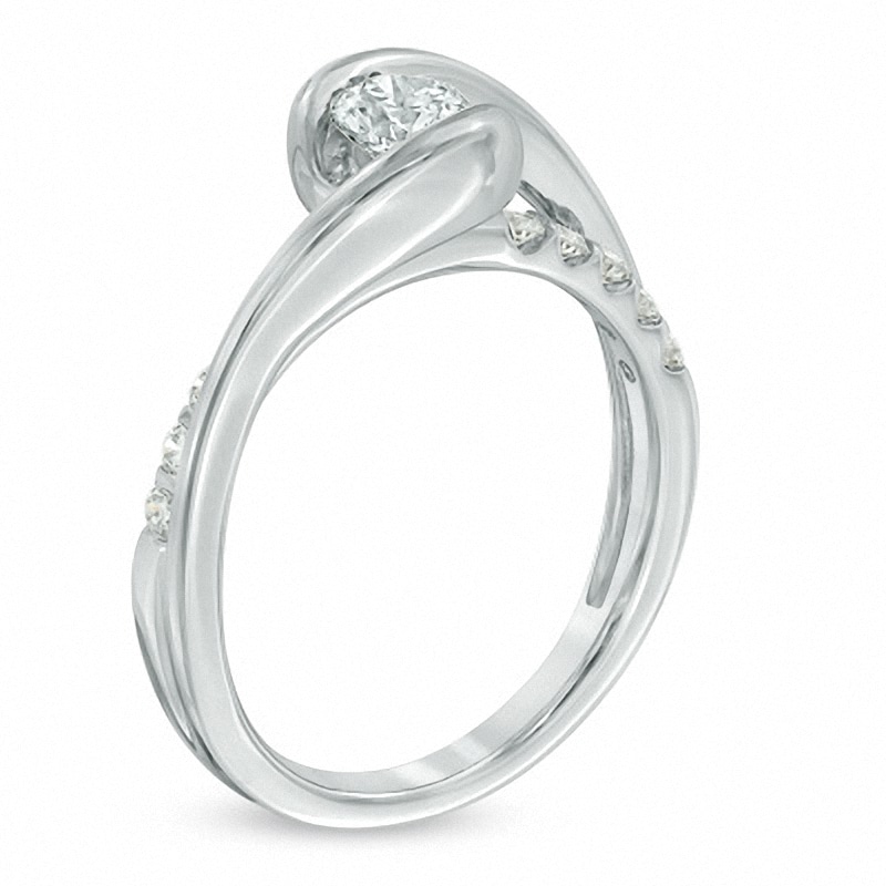Previously Owned - Sirena™ 0.58 CT. T.W. Diamond Bypass Engagement Ring in 14K White Gold|Peoples Jewellers