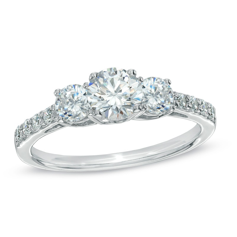 Previously Owned - Celebration  Lux® 1.00 CT. T.W. Diamond Three Stone Engagement Ring in 18K White Gold