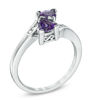 Thumbnail Image 2 of Previously Owned - 5.0mm Trillion-Cut Amethyst and 0.04 CT. T.W. Diamond Bypass Ring in Sterling Silver