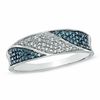 Previously Owned - 0.14 CT. T.W. Enhanced Blue and White Diamond Fashion Ring in Sterling Silver