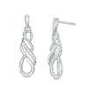 Thumbnail Image 0 of Previously Owned - 0.09 CT. T.W. Diamond Multi-Row Infinity Drop Earrings in Sterling Silver