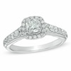 Thumbnail Image 0 of Previously Owned - 1.00 CT. T.W. Cushion-Cut Diamond Frame Engagement Ring in 14K White Gold