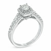 Thumbnail Image 1 of Previously Owned - 1.00 CT. T.W. Cushion-Cut Diamond Frame Engagement Ring in 14K White Gold