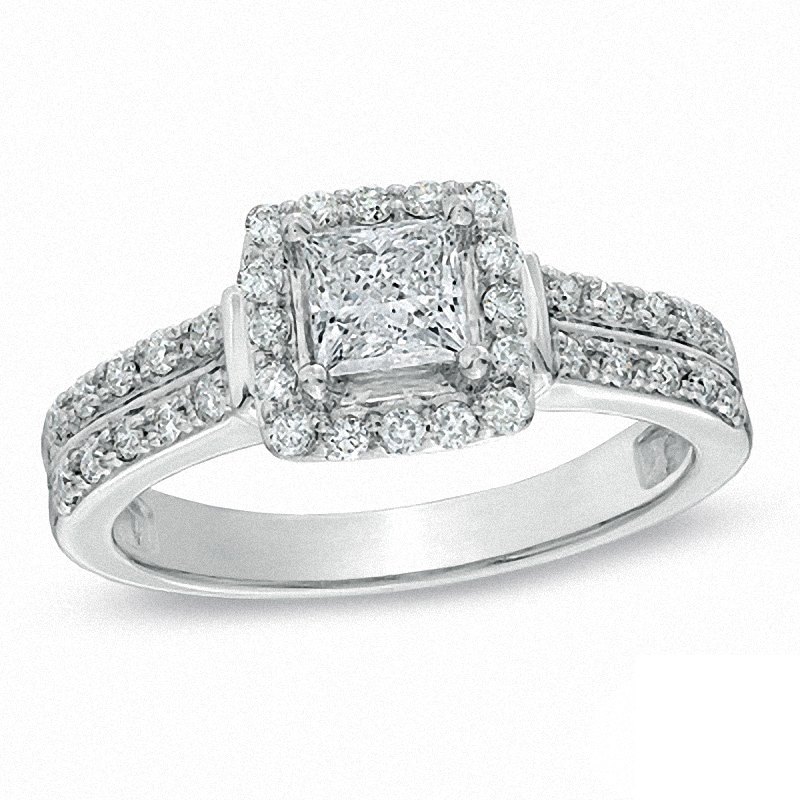 Previously Owned - 0.87 CT. T.W. Princess-Cut Diamond Engagement Ring in 14K White Gold (I/I1)|Peoples Jewellers