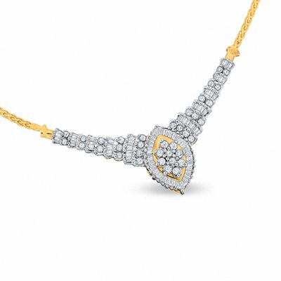 Previously Owned - 1.75 CT. T.W. Marquise Diamond Crown Necklace in 10K Gold