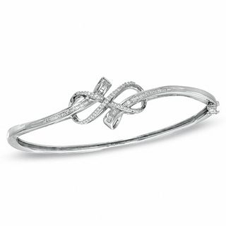 Previously Owned - 0.33 CT. T.W. Diamond Infinity Knot Bangle in Sterling Silver