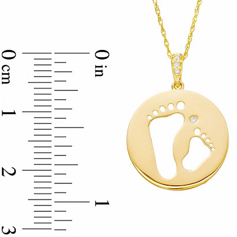 Main Image 2 of Previously Owned - Tiny Toes™ Diamond Accent &quot;Two Feet&quot; Disc Pendant in 10K Gold