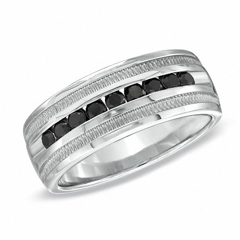 Previously Owned - Men's 0.50 CT. T.W. Black Diamond Band in Sterling Silver