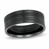 Thumbnail Image 1 of Previously Owned - Men's 8.0mm Comfort Fit Grooved Wedding Band in Black Titanium