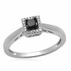 Thumbnail Image 0 of Previously Owned - Black Mystique 0.20 CT. T.W. Enhanced Black and White Princess-Cut Diamond Ring in Sterling Silver