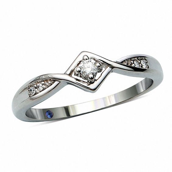 Previously Owned - Cherished Promise Collection™ 0.05 CT. T.W. Diamond Beautiful Promise Ring in Sterling Silver