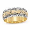 Thumbnail Image 1 of Previously Owned - Men's 8.0mm Swirled Wedding Band in 14K Two-Tone Gold