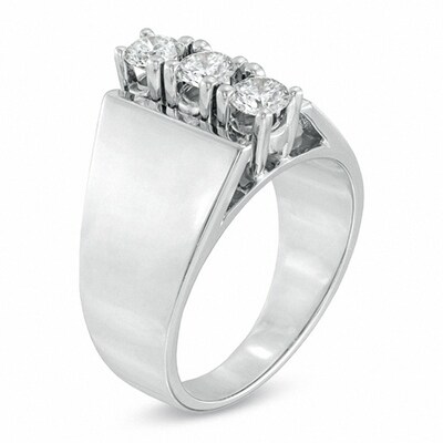 Previously Owned - 0.50 CT. T.W. Diamond Three Stone Linear Ring in 14K White Gold