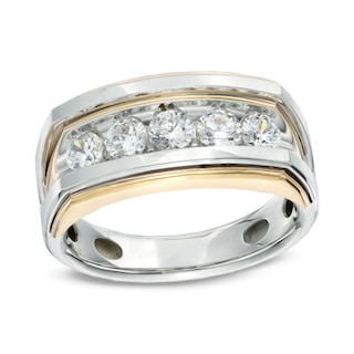 Previously Owned - Men's 1.00 CT. T.W. Diamond Five Stone Ring in 10K Two-Tone Gold - Size 10