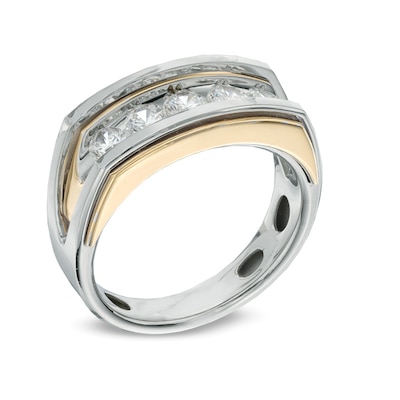 Previously Owned - Men's 1.00 CT. T.W. Diamond Five Stone Ring in 10K Two-Tone Gold - Size 10