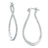 Previously Owned - Diamond Accent Curved Hoop Earrings in Sterling Silver