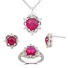 Previously Owned - Heart-Shaped Lab-Created Ruby and White Sapphire Pendant, Ring and Earrings Set in Sterling Silver