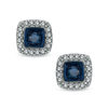 Thumbnail Image 0 of Previously Owned - 0.15 CT. T.W. Enhanced Blue and White Diamond Frame Stud Earrings in Sterling Silver