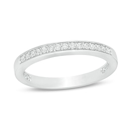 Previously Owned - 0.12 CT. T.W. Diamond Vintage-Style Anniversary Band in 14K White Gold