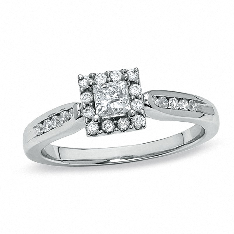 Previously Owned - 0.50 CT. T.W. Princess-Cut Diamond Frame Engagement Ring in 14K White Gold|Peoples Jewellers