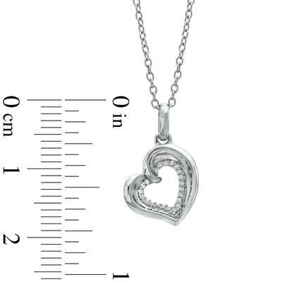 Previously Owned -  Diamond Accent Tilted Heart Pendant in Sterling Silver