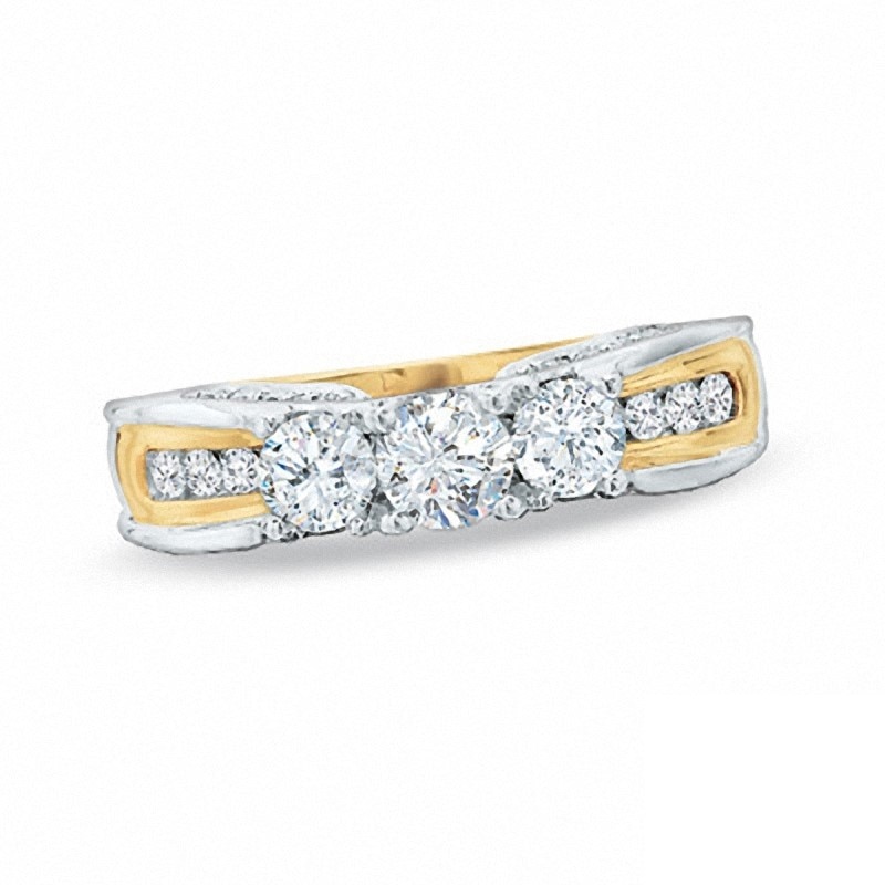 Previously Owned - 1.00 CT. T.W. Diamond Three Stone Ring in 14K Two-Tone Gold|Peoples Jewellers