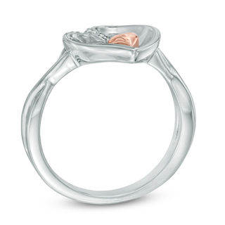 Previously Owned -  Diamond Accent Tilted Heart Ring in Sterling Silver and 10K Rose Gold