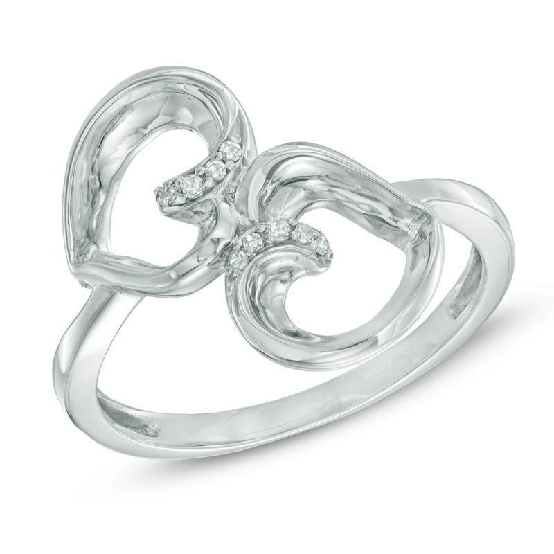 Previously Owned - The Heart Within™ Diamond Accent Mirrored Hearts Promise Ring in 10K White Gold|Peoples Jewellers