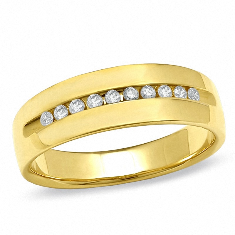 Previously Owned - Men's 0.25 CT. T.W. Diamond Channel Wedding Band in 14K Gold|Peoples Jewellers