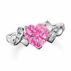 Thumbnail Image 0 of Previously Owned - Lab-Created Pink Sapphire Heart Ring in 10K White Gold with Diamond Accents